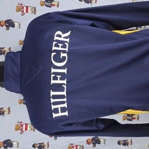 Tommy Hilfiger vintage spellout blue & yellow XL full zip lightweight jacket